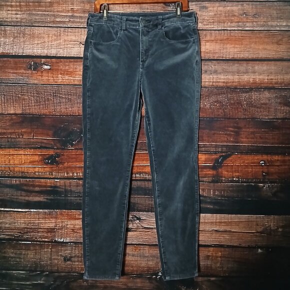 American Eagle Pants Size 12 Corduroy High Rise Jegging Gray Storm Super Stretch - Picture 2 of 10